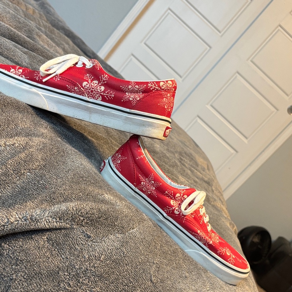 Vans Red Canvas Sneakers with White Rubber Sole